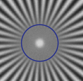 Image d'une mire étoilée avec une longueur d'onde de 660 nm