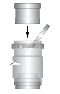 Positionnez la Lentille Liquide à Focalisation Variable dans le Porte Lentille Liquide.